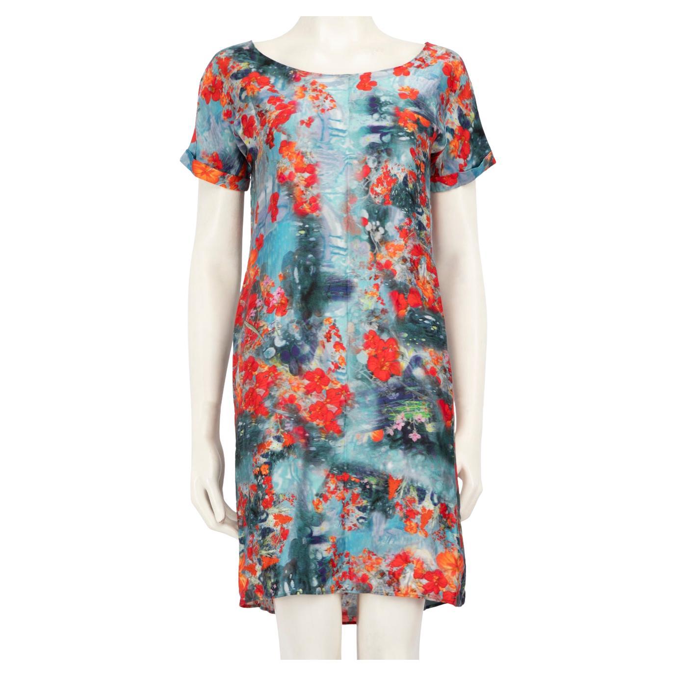 Erdem Mini-Kleid mit kurzen Ärmeln und Blumendruck Größe L