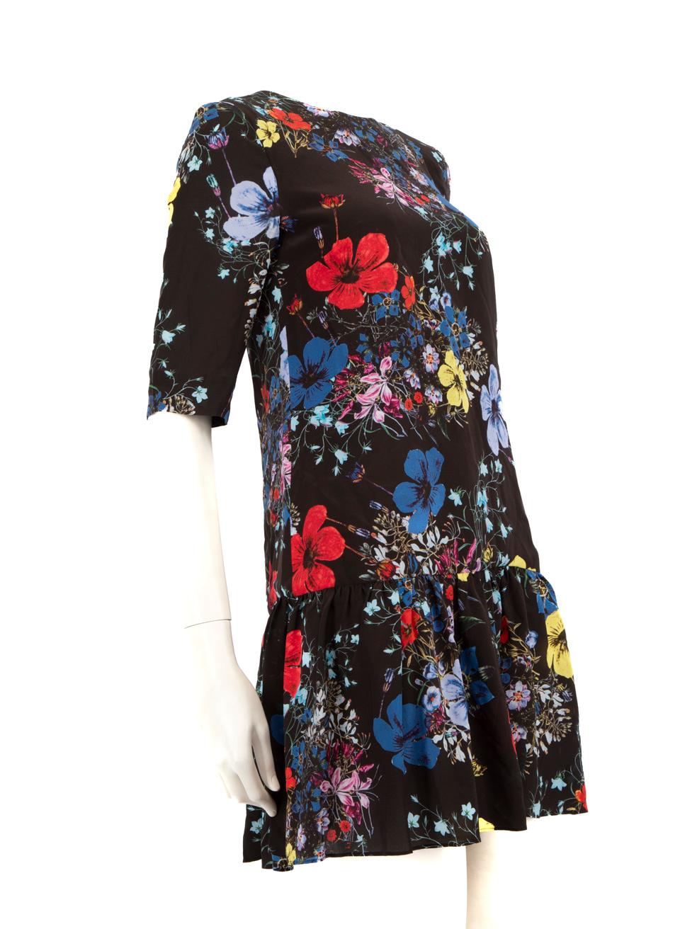 CONDITION is Very good. Minimal wear to dress is evident. Minimal marks visible along underarm areas on this used Erdem designer resale item.
 Details
 Multicolour
 Silk
 Dress
 Mini
 Mid sleeves
 Floral pattern
 Round neck
 Back hook and zip