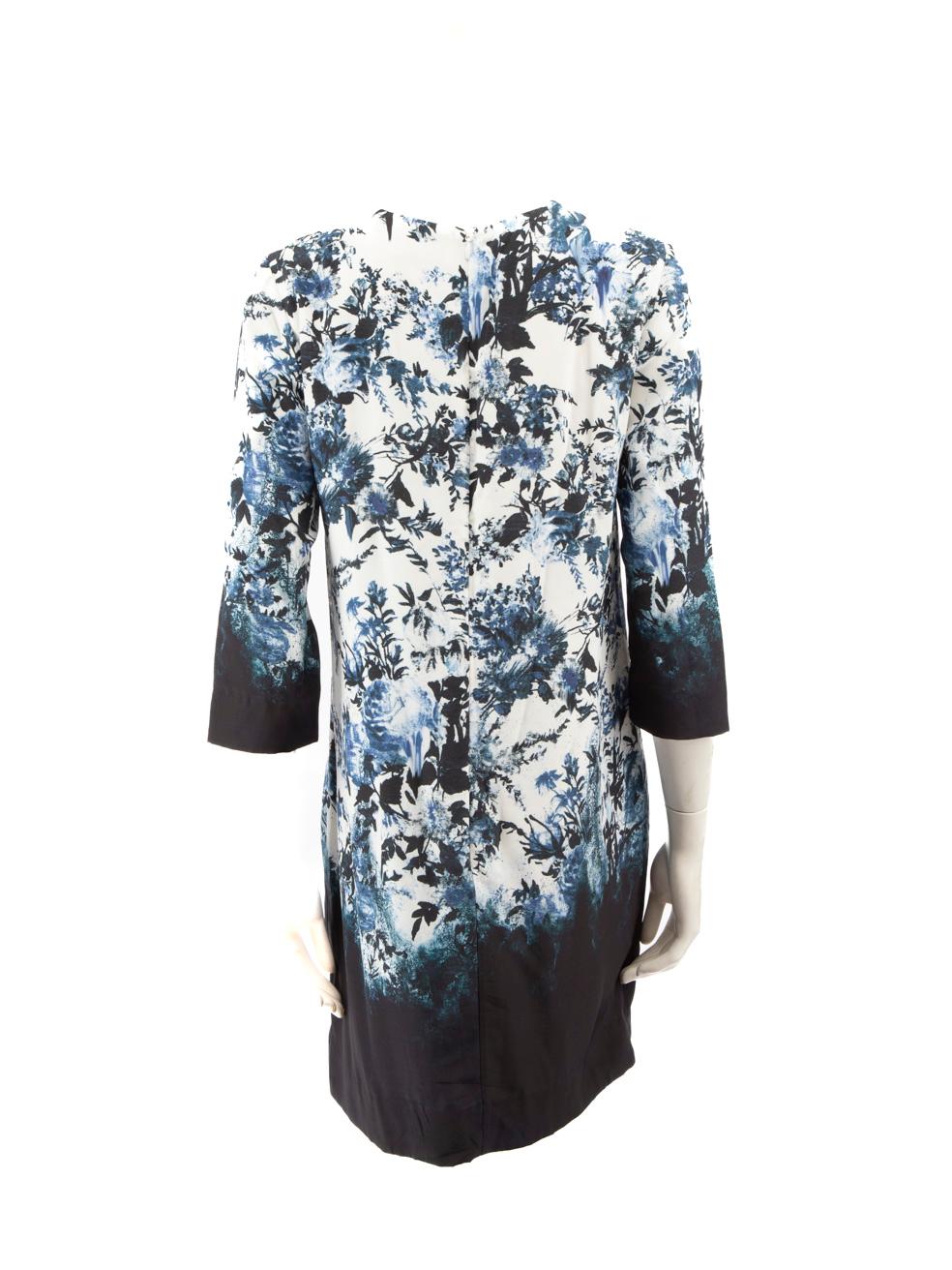 Vestido largo por la rodilla de seda con estampado floral Erdem Talla L Negro en venta