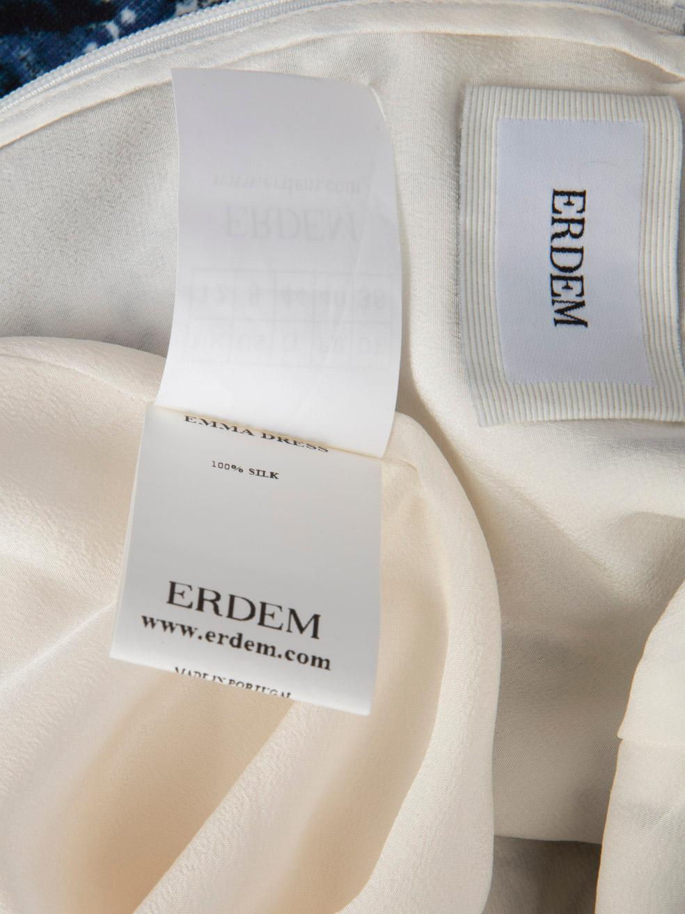 Vestido largo por la rodilla de seda con estampado floral Erdem Talla L en venta 1
