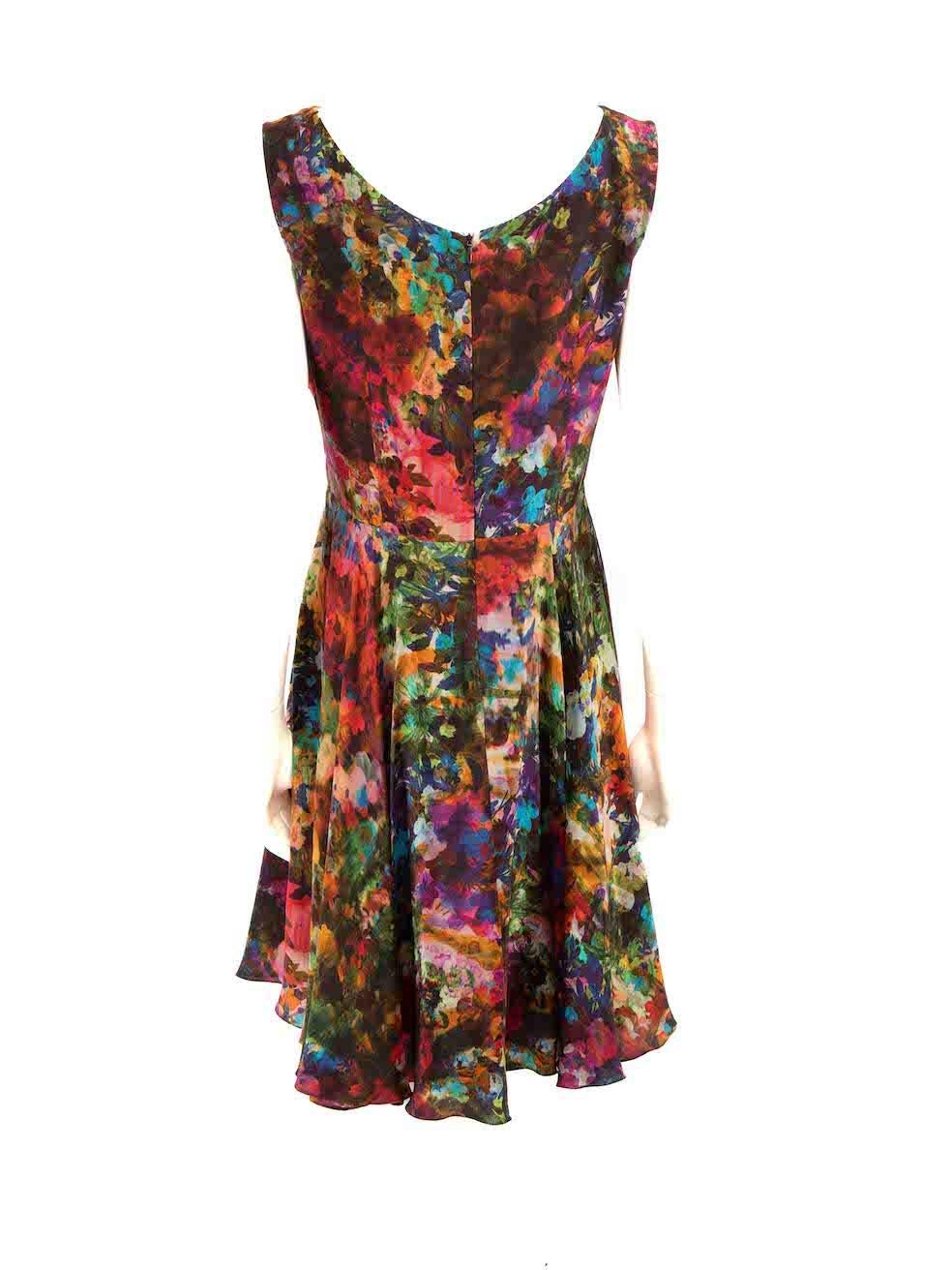 Brown Erdem Floral Printed Silk Knee Length Dress Size XL