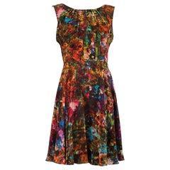 Erdem Floral Printed Silk Knee Length Dress Size XL