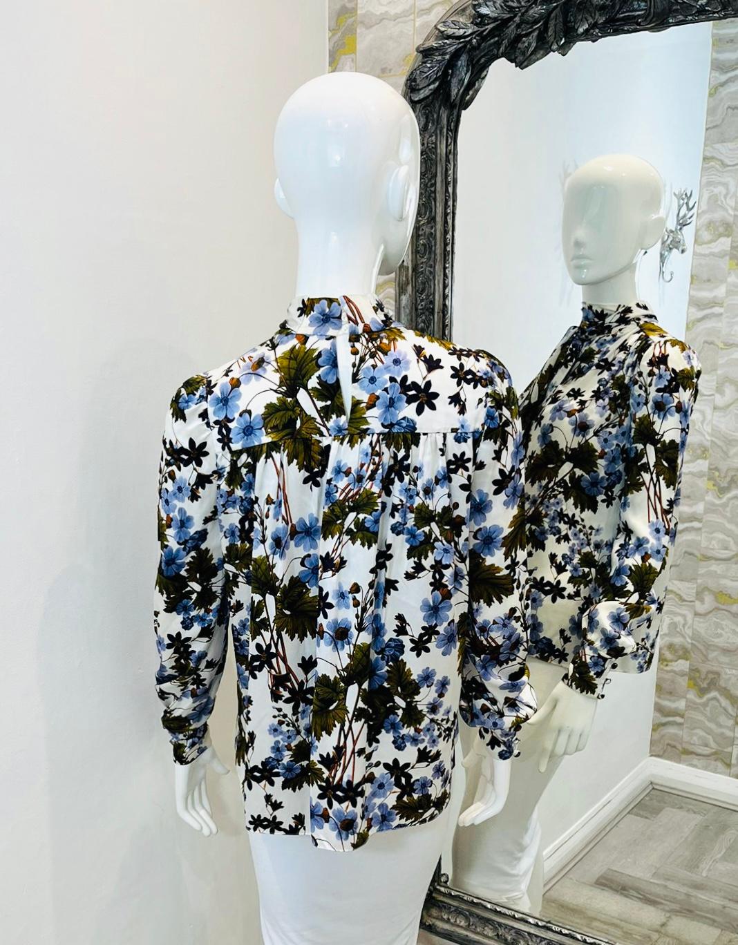 Erdem Floral Tie Neck Top In Excellent Condition For Sale In London, GB