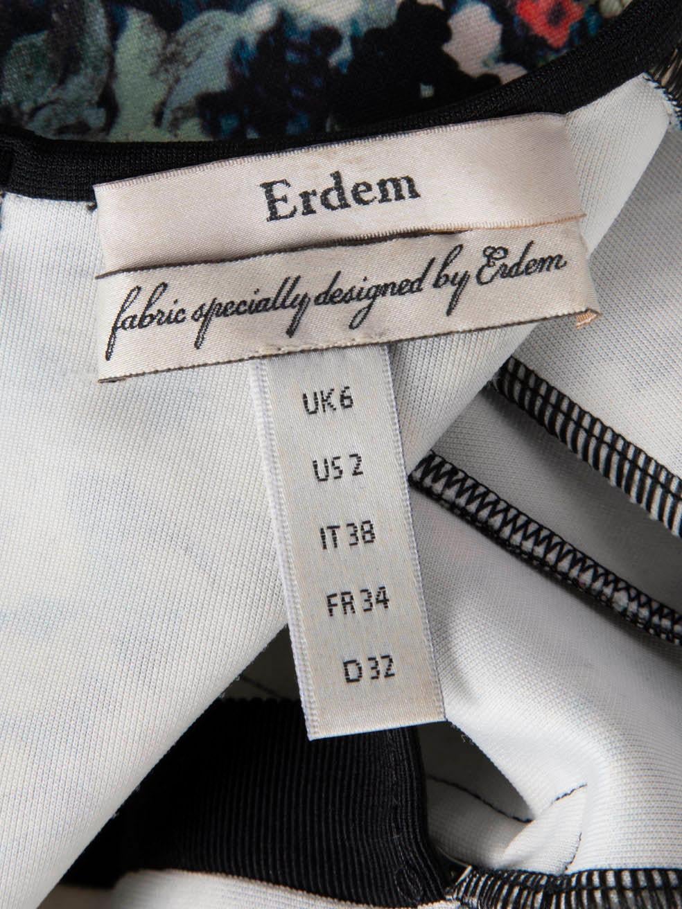 Women's Erdem Floral V-Neck Midi Flared Dress Size XS For Sale