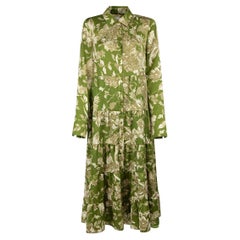 Erdem, robe chemise à volants à imprimé floral vert, taille L