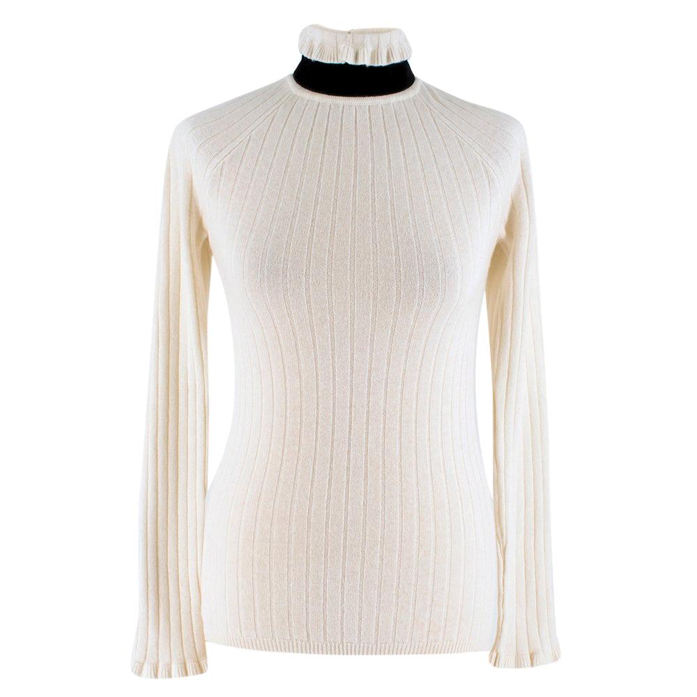 Erdem High Neck Wool Blend Open Back Sweater SIZE S