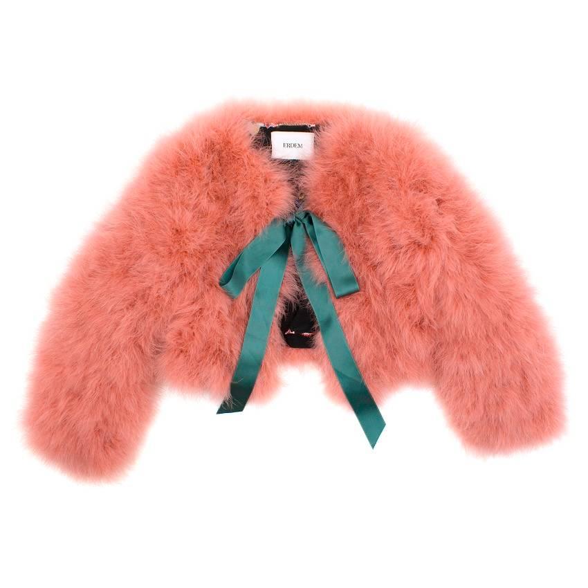 Erdem Ives Cropped Marabou Jacket (Size: US 6/S) For Sale 2