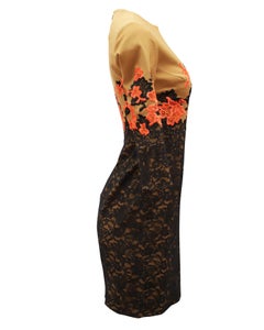 Erdem Lace Embroidered Shift Dress in Tan Linen
