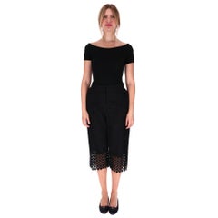 Erdem Laser-Cut Cotton Wide Capri Trousers