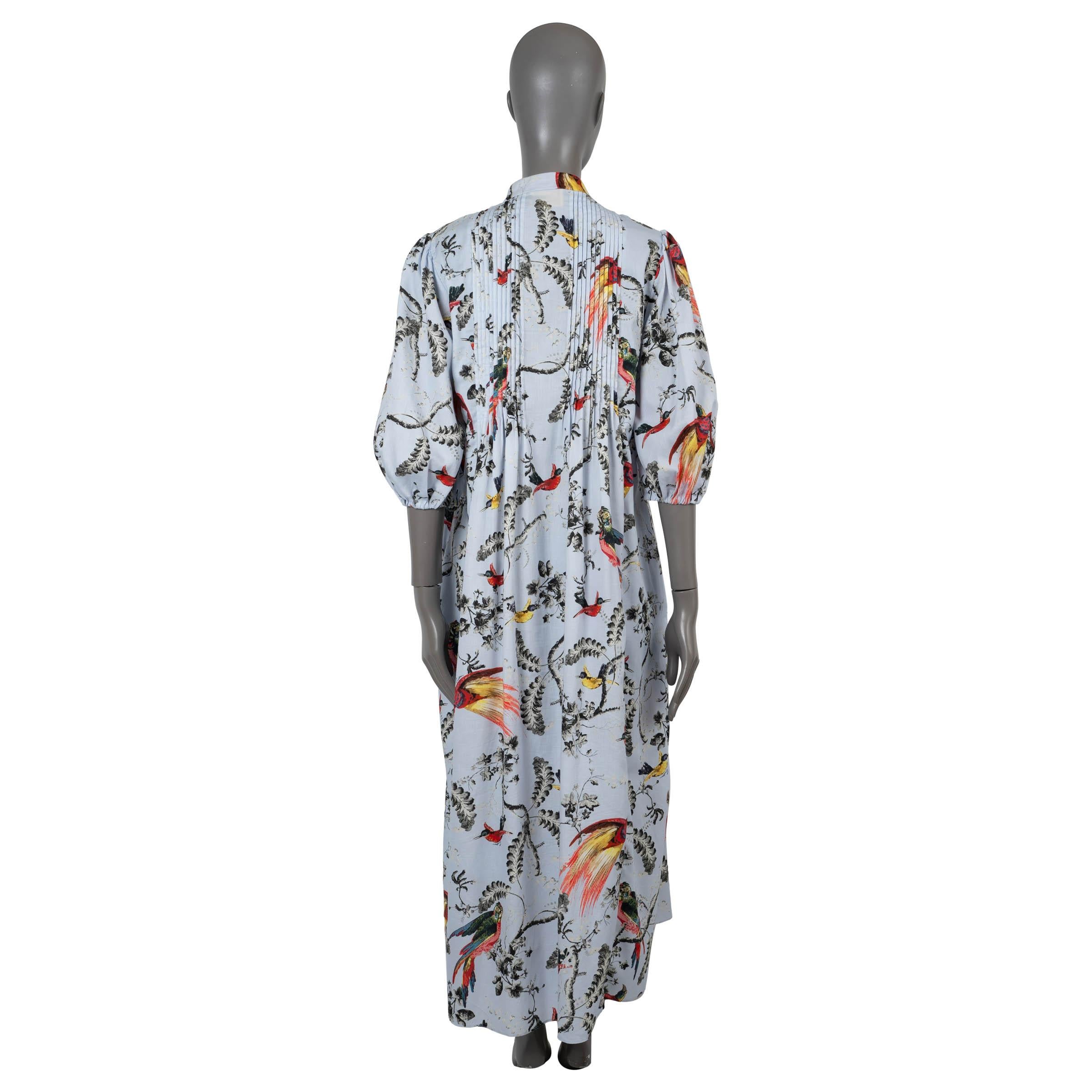 Gray ERDEM light blue cotton 2021 FLORAL POPLIN MAXI Dress 8 XS For Sale