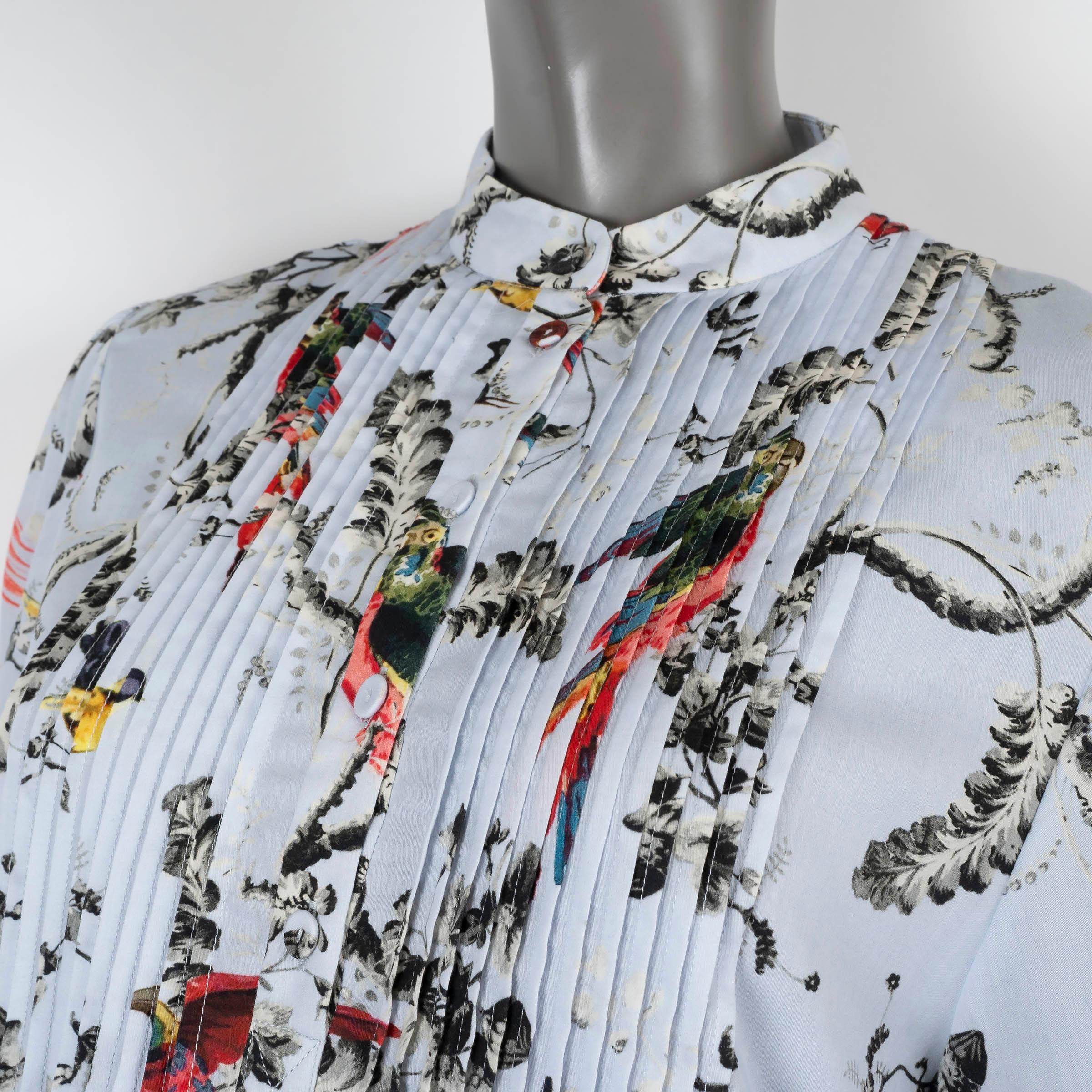 ERDEM light blue cotton 2021 FLORAL POPLIN MAXI Dress 8 XS In Excellent Condition For Sale In Zürich, CH