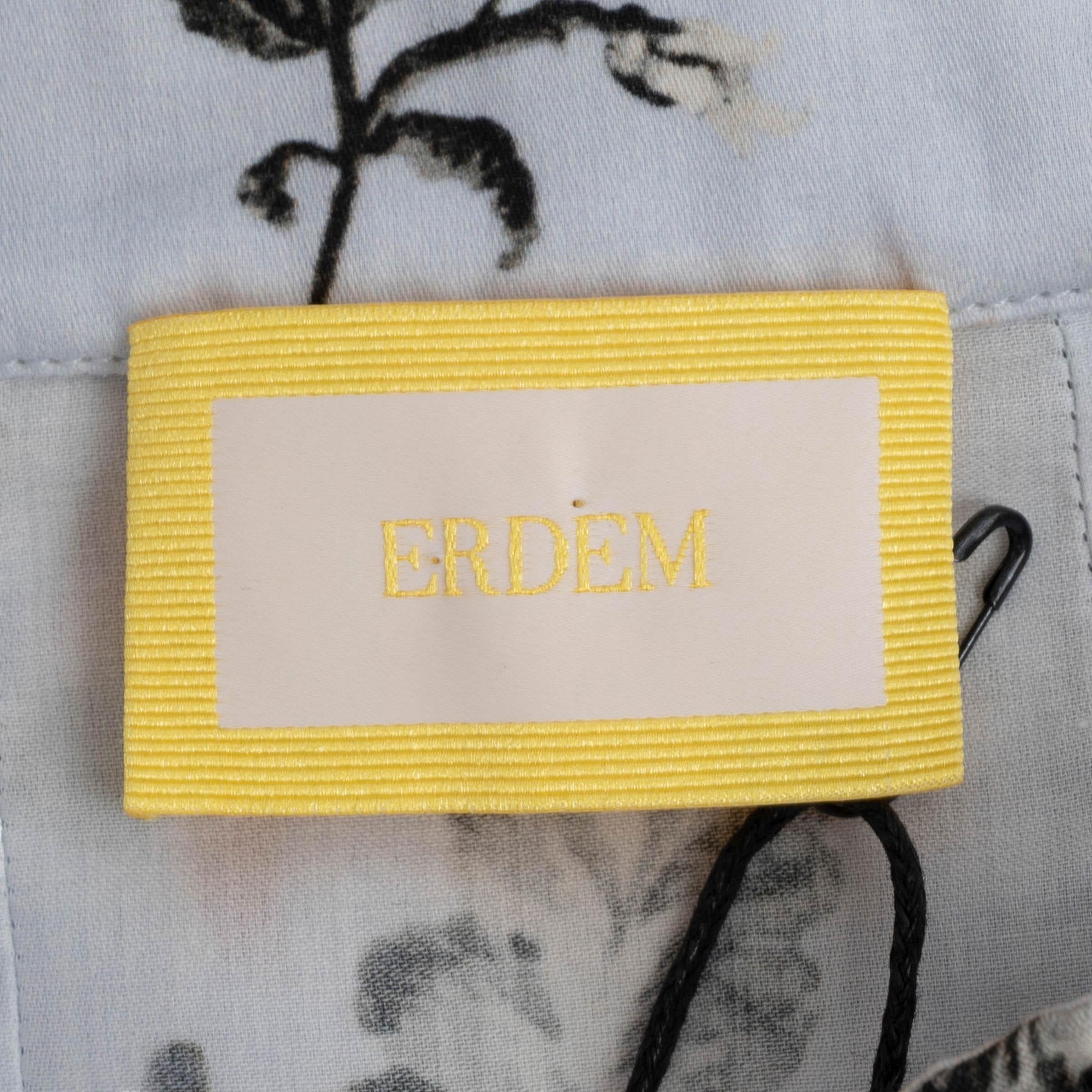 Women's ERDEM light blue cotton 2021 FLORAL POPLIN MAXI Dress 8 XS For Sale