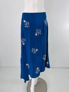 Falda Zora asimétrica de Erdem, en azul marino, 100 % seda, con bordado floral y abalorios, n.º 4