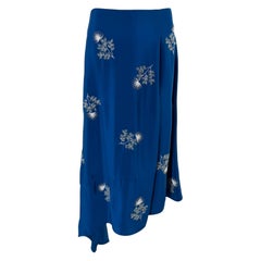Falda Zora asimétrica de Erdem, en azul marino, 100 % seda, con bordado floral y abalorios, n.º 4