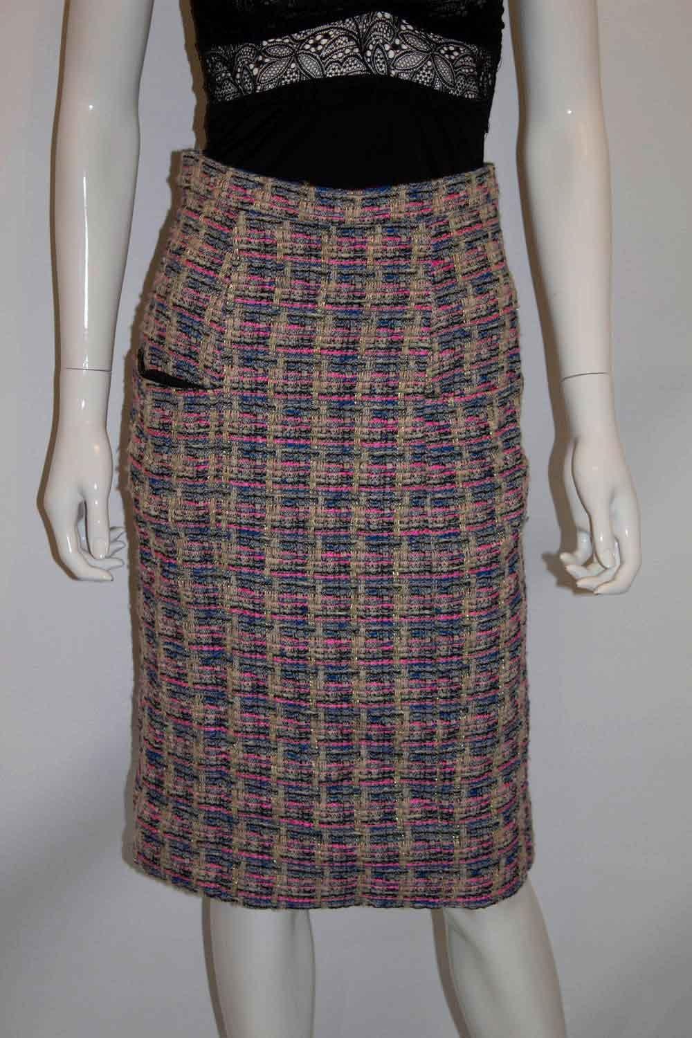 Black Erdem Multi Colour Boucle Skirt For Sale