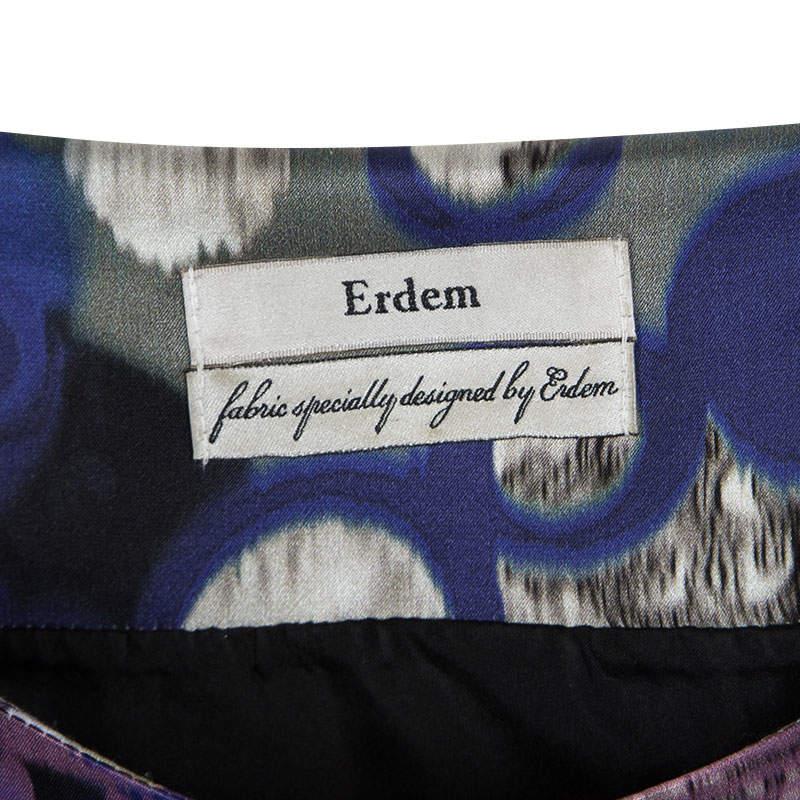 Erdem Multicolor Digital Printed Silk Sleeveless Dress M For Sale 1