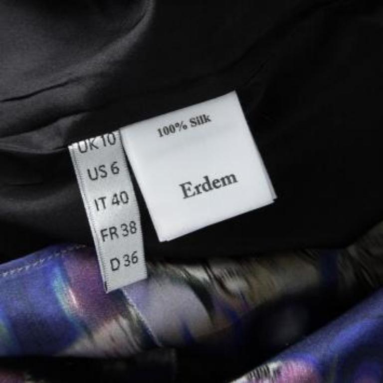 Erdem, abito senza maniche in seta stampata digitale multicolor M. in vendita 1
