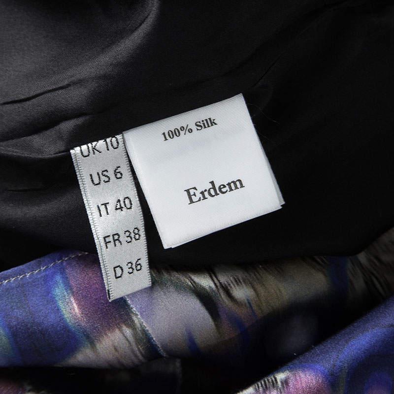Erdem Multicolor Digital Printed Silk Sleeveless Dress M For Sale 2