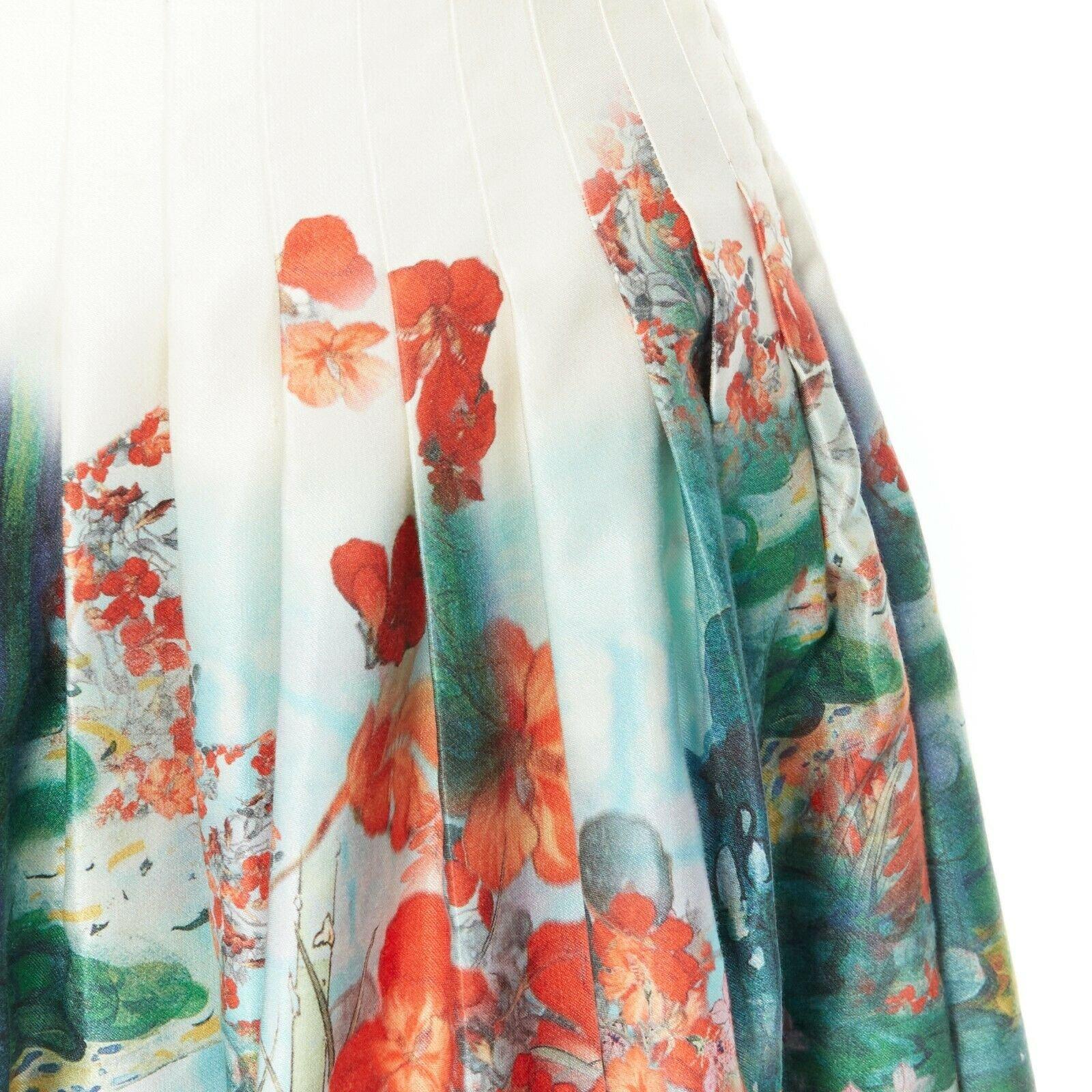 ERDEM multicolour silk watercolour floral bell-shaped high-waist short skirt UK8 2