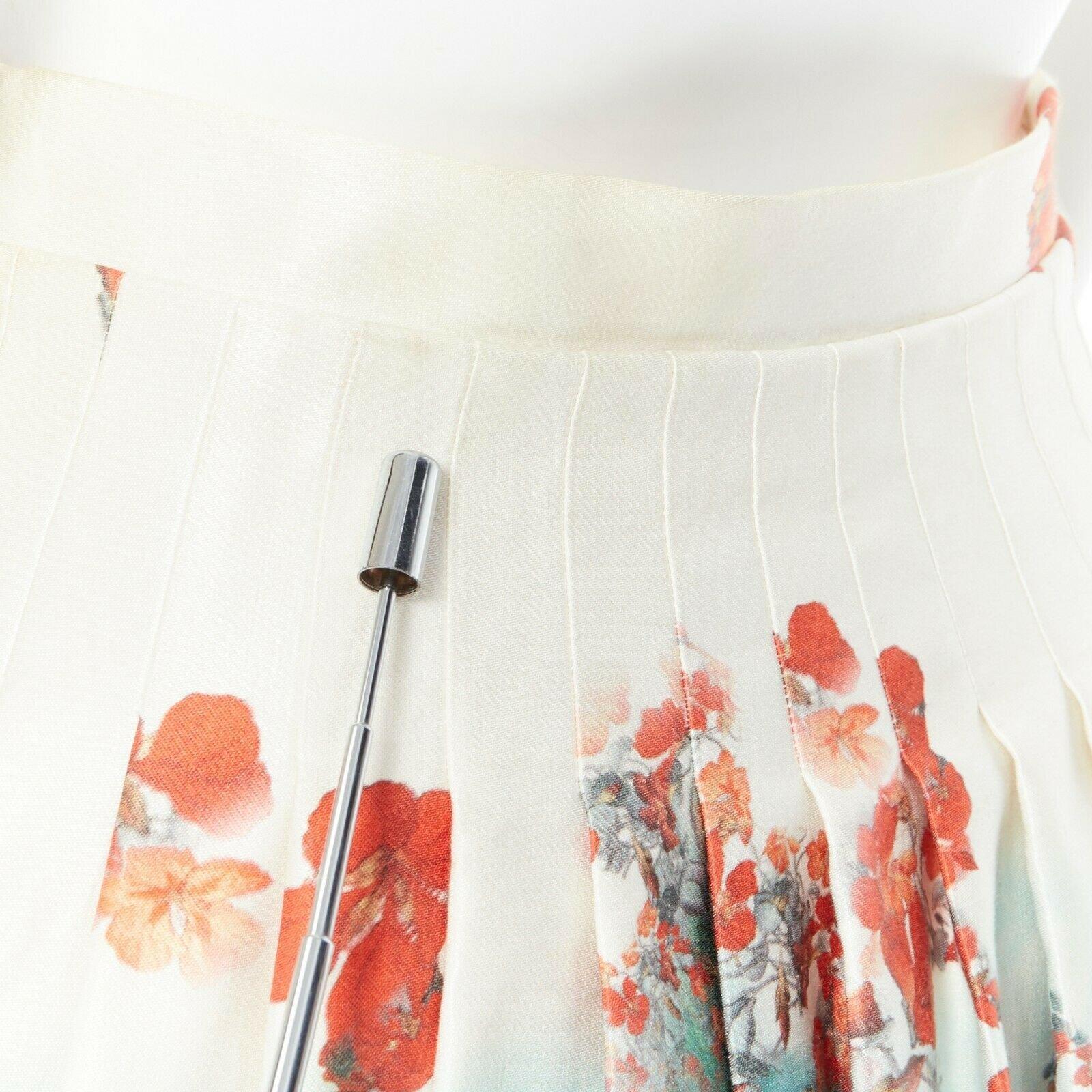 ERDEM multicolour silk watercolour floral bell-shaped high-waist short skirt UK8 3