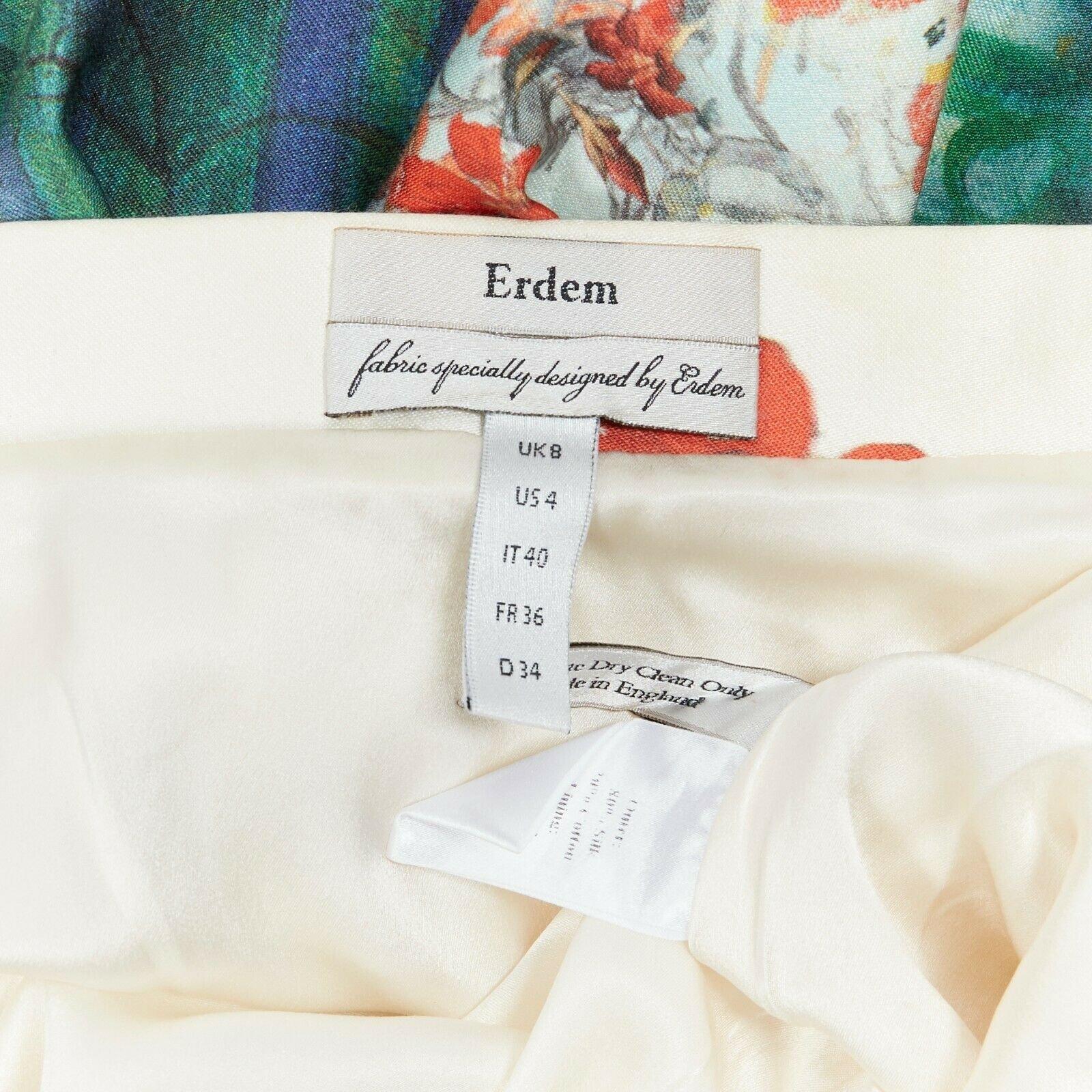 ERDEM multicolour silk watercolour floral bell-shaped high-waist short skirt UK8 4