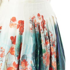 ERDEM multicolour silk watercolour floral bell-shaped high-waist short skirt UK8