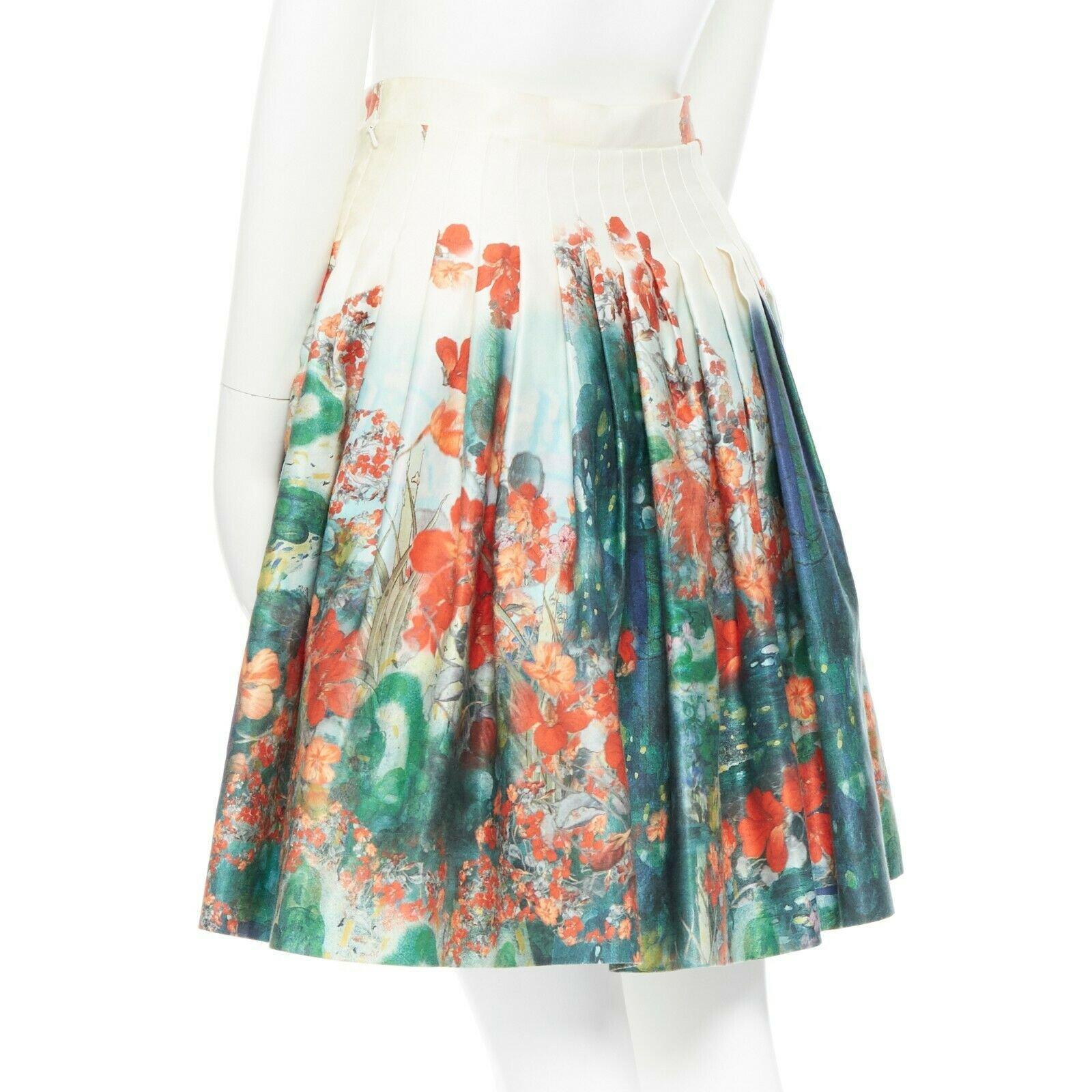 Women's ERDEM multicolour silk watercolour floral bell-shaped high-waist short skirt UK8