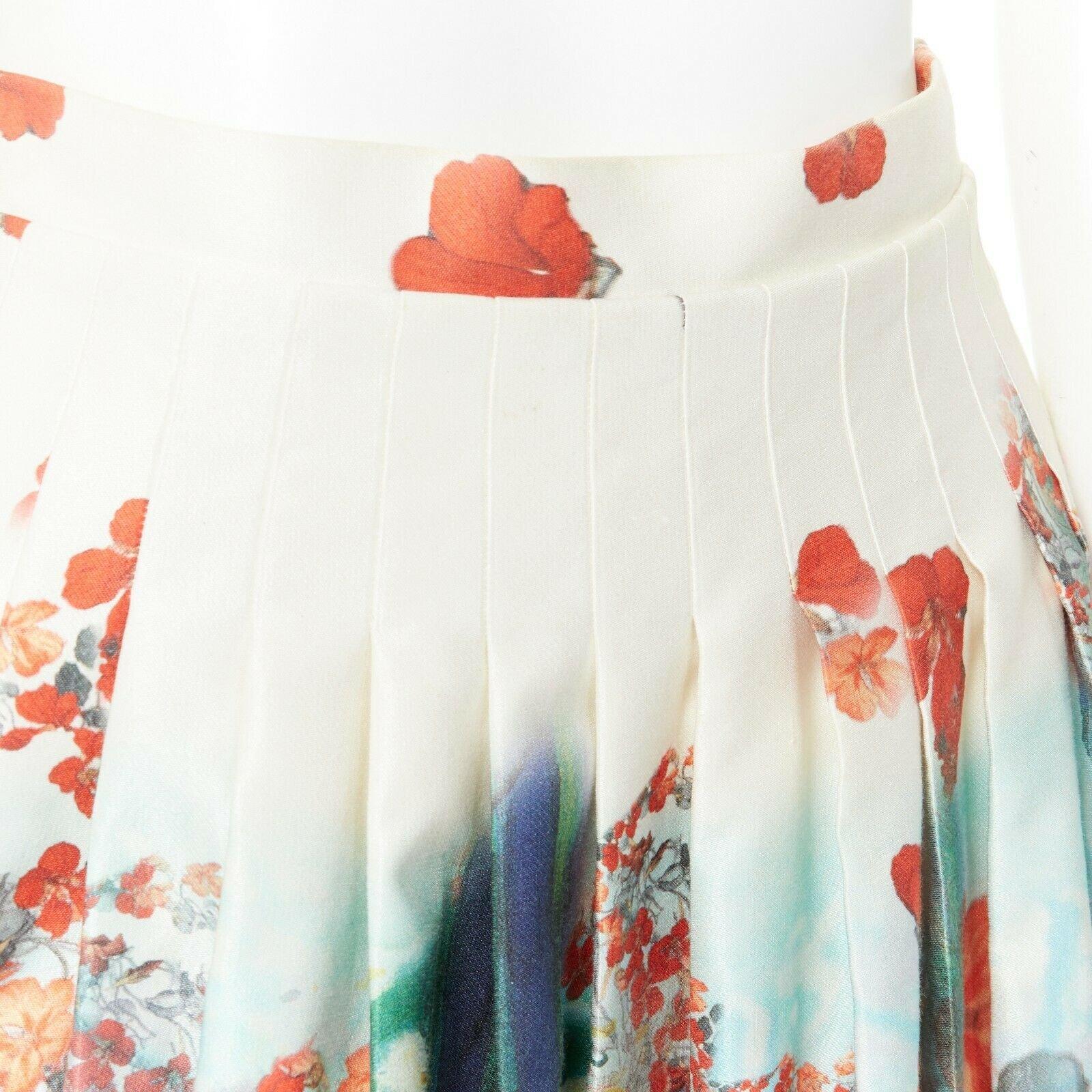 ERDEM multicolour silk watercolour floral bell-shaped high-waist short skirt UK8 1