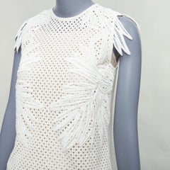 ERDEM Naomi Cremefarbenes Spitzen-Overlay-Applikation Top aus beigem Seidenfutter UK10 M