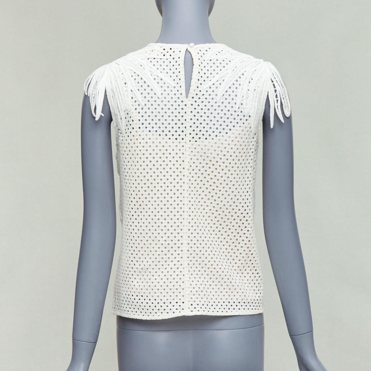 Women's ERDEM Naomi cream lace overlay applique top beige silk lining UK10 M