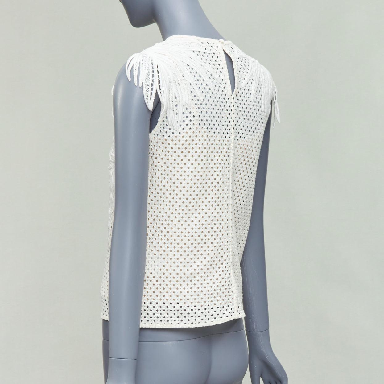 ERDEM Naomi cream lace overlay applique top beige silk lining UK10 M 1