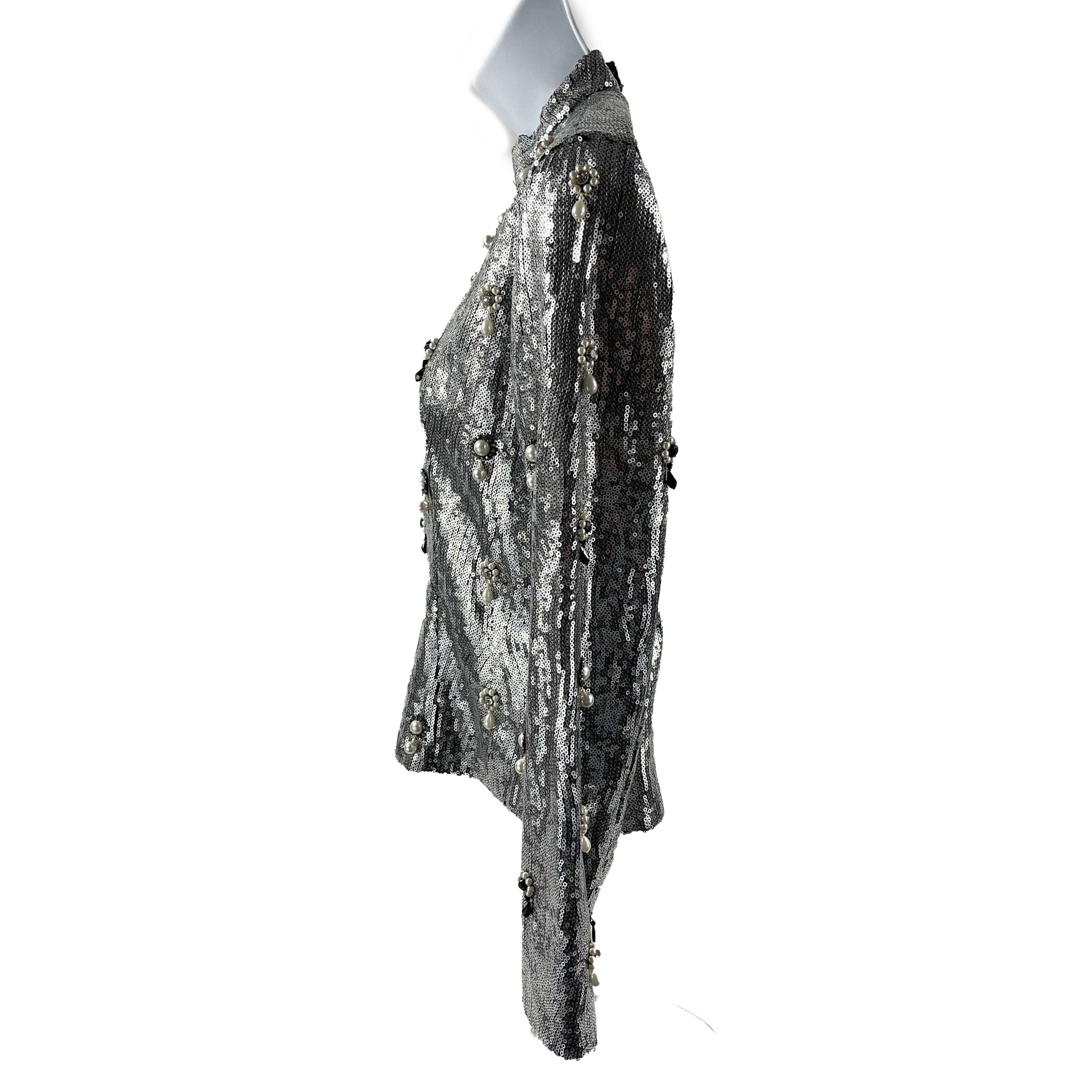Gray Erdem - New w/ Tags - Tonya Sequin Embellished Long Sleeve - UK 6 US 2 - Top