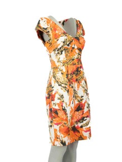 Erdem Orange Abstract Pattern Mini Dress Size L