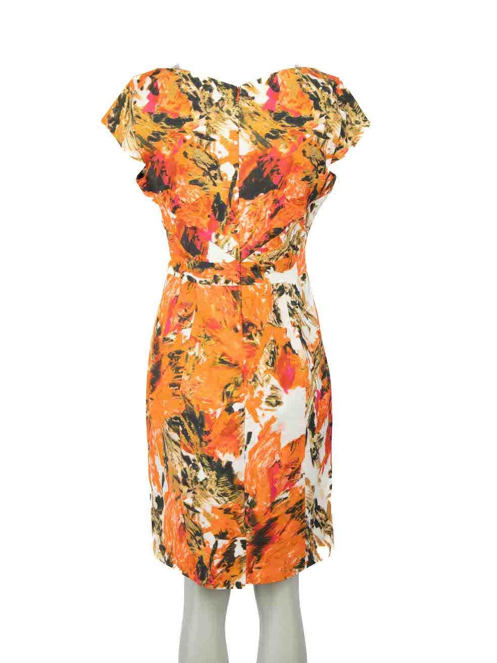 Erdem Orange Abstract Pattern Mini Dress Size L In Excellent Condition For Sale In London, GB