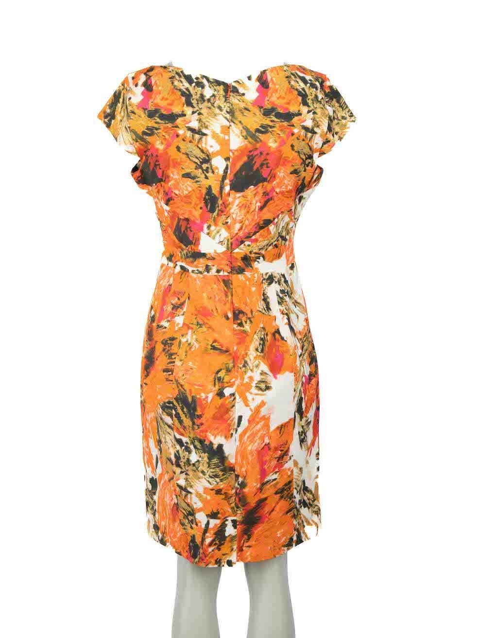 Orange Mini robe à motif abstrait orange Erdem Taille L en vente