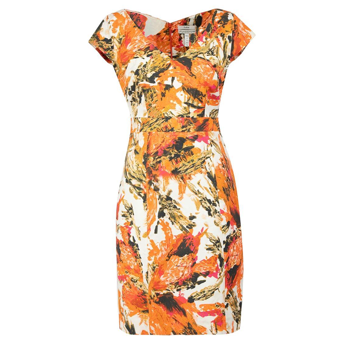 Mini robe à motif abstrait orange Erdem Taille L