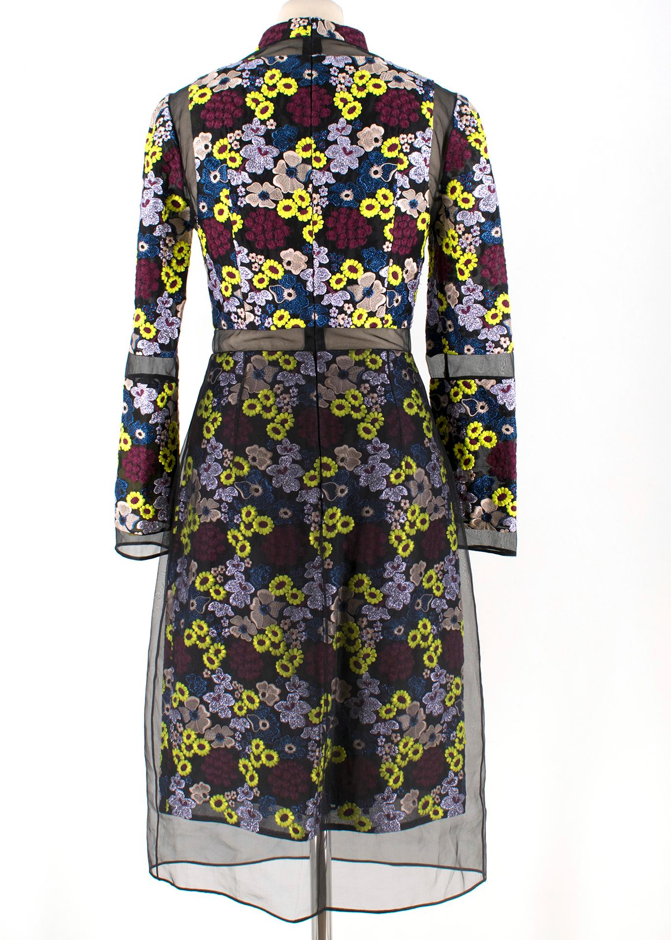 Black Erdem Phyllis Embroidered Organza Dress - Size US 4 For Sale