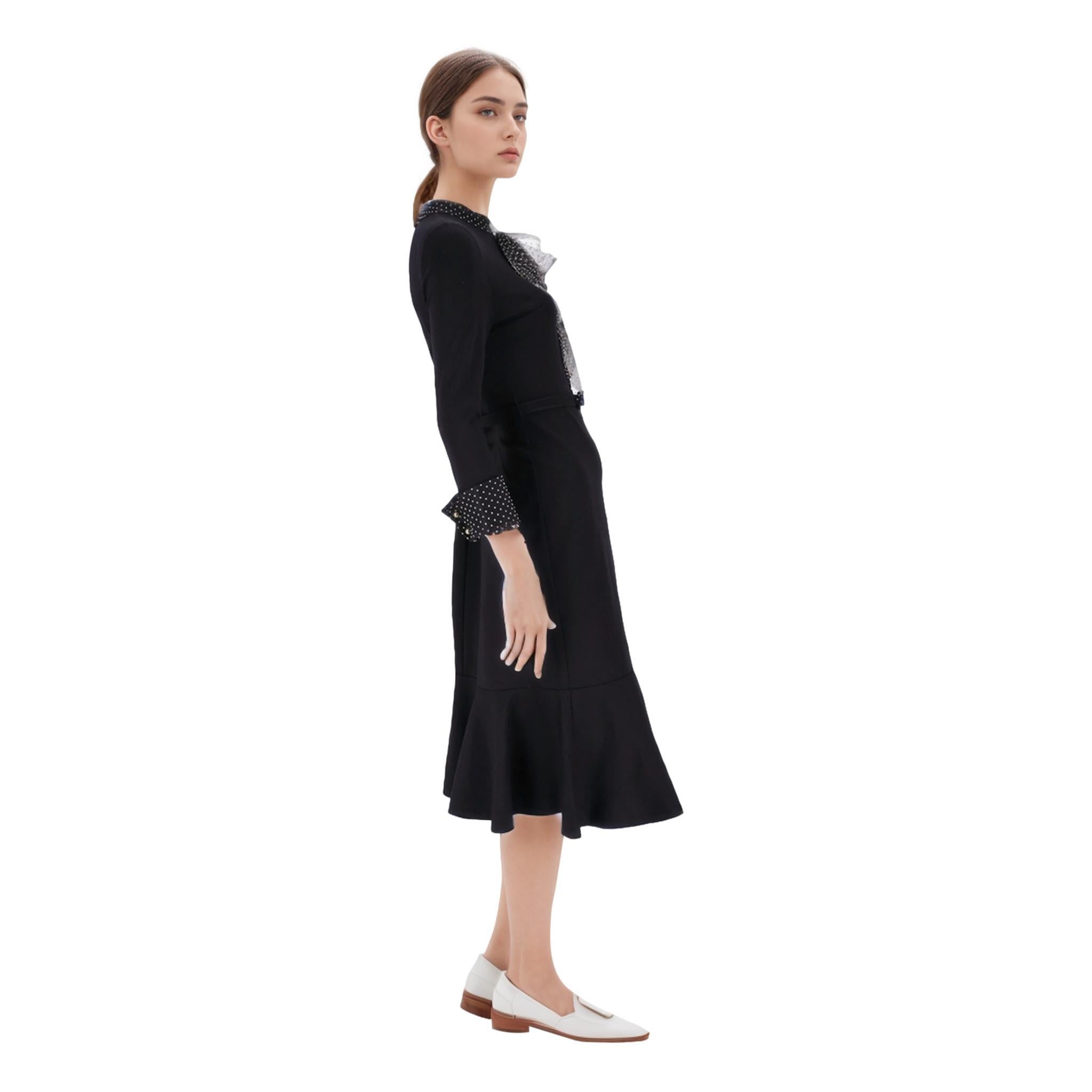 Black Erdem Polka-Dot Tie Midi Dress For Sale