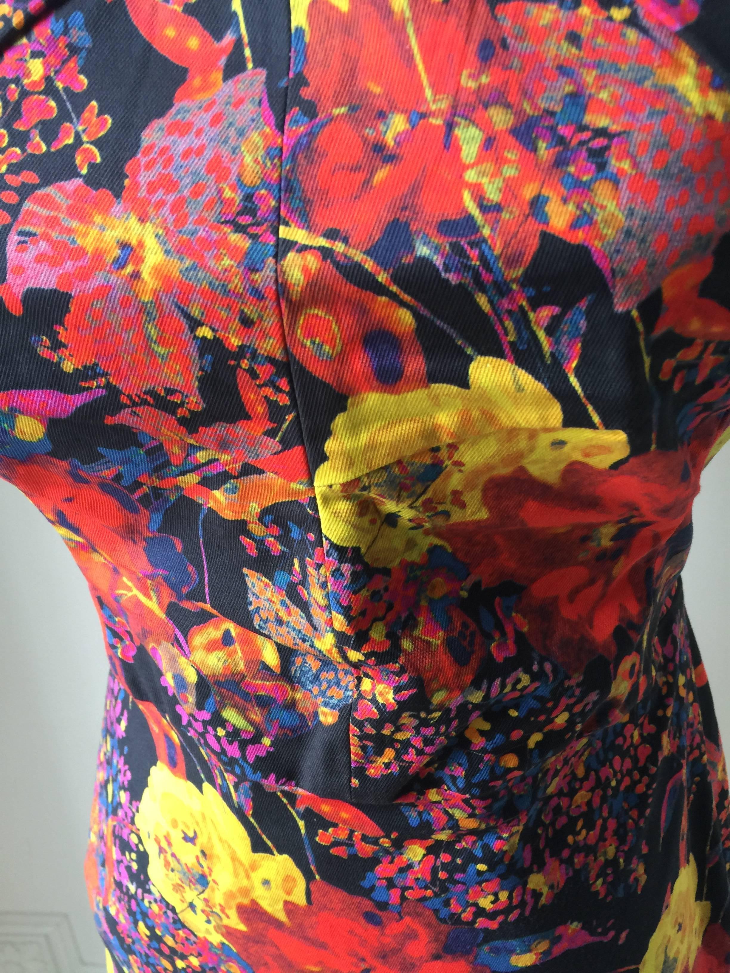 Black Erdem Fitted Floral Print Dress 