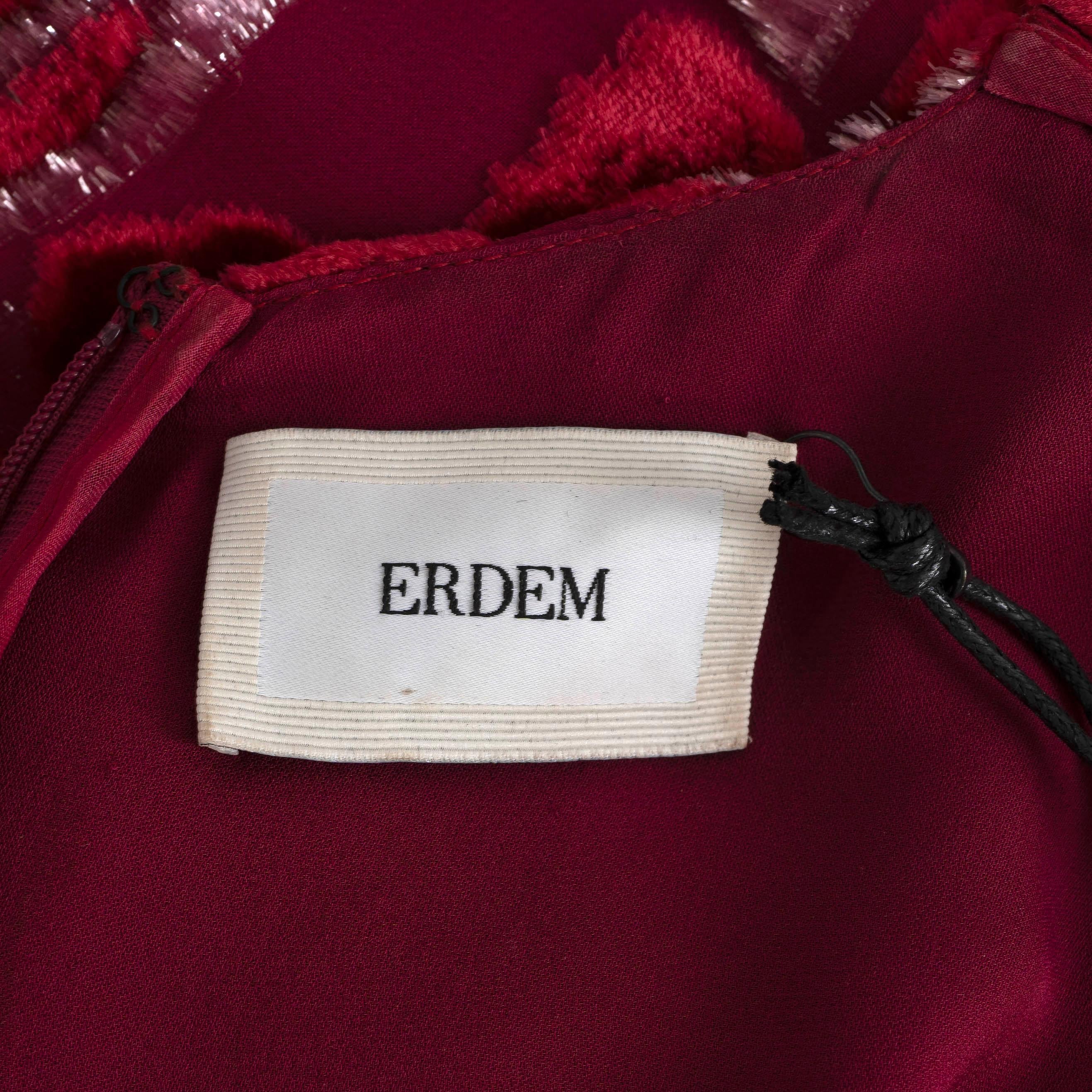 ERDEM Himbeer 2018 CARWEN FLORAL VELVET VOILE JACQUARD MIDI Kleid 8 XS Damen im Angebot