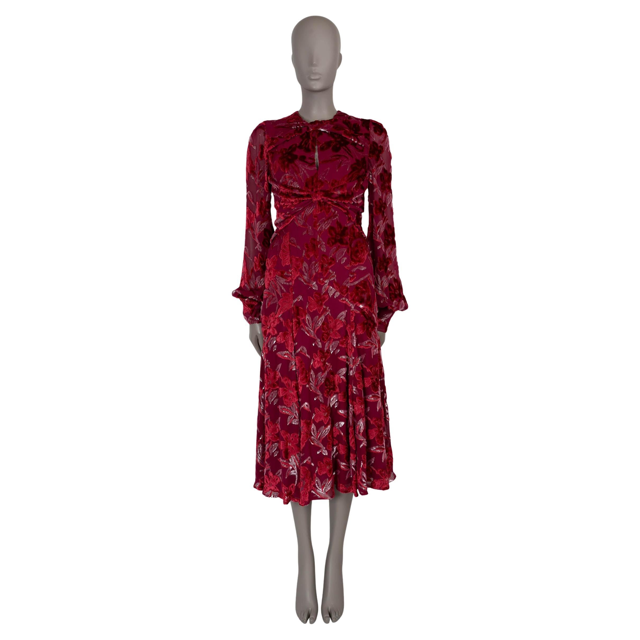 ERDEM Himbeer 2018 CARWEN FLORAL VELVET VOILE JACQUARD MIDI Kleid 8 XS im Angebot