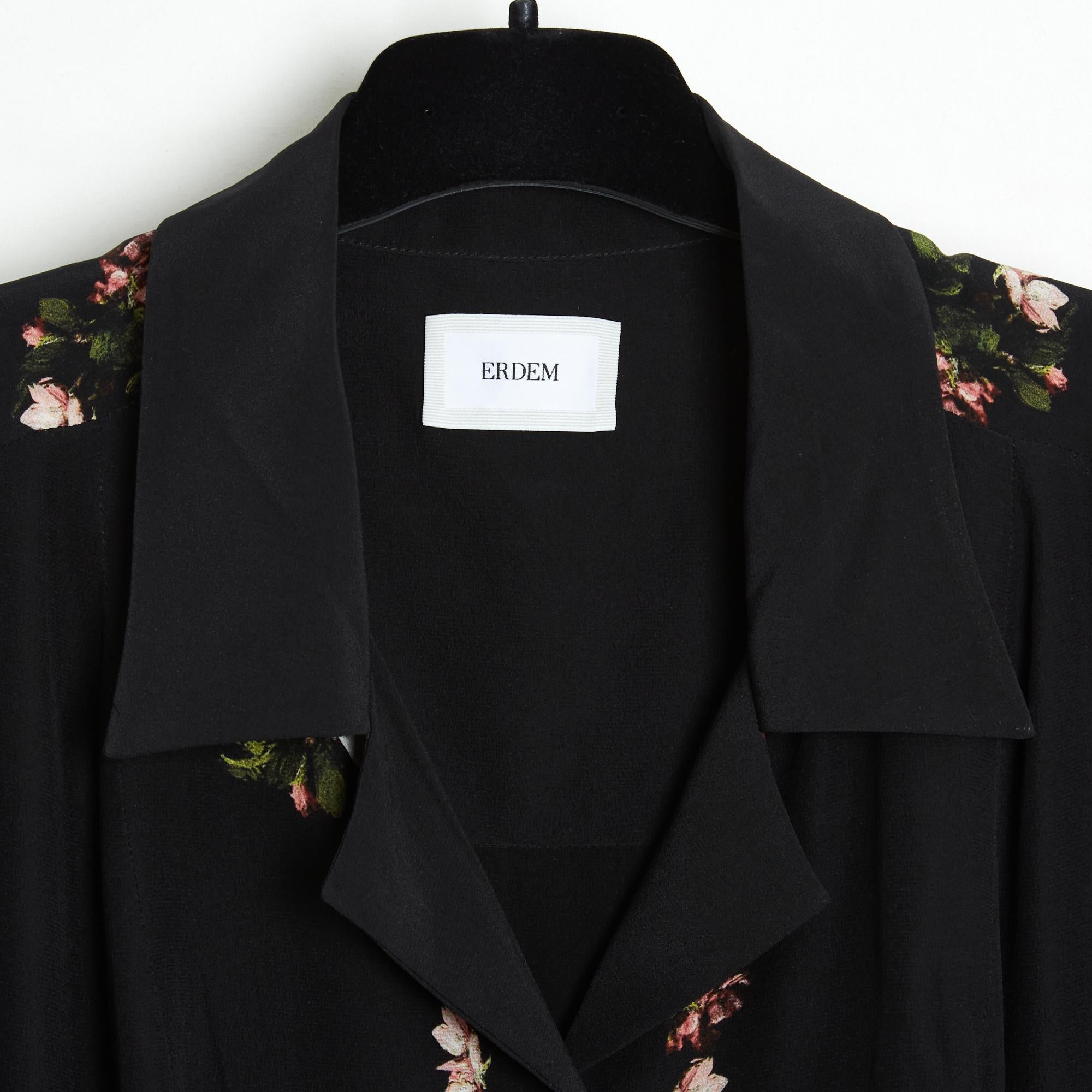 Erdem Robe Maxi FR42 Vestido maxi de seda negro desgastado UK14 US10/12 Negro en venta