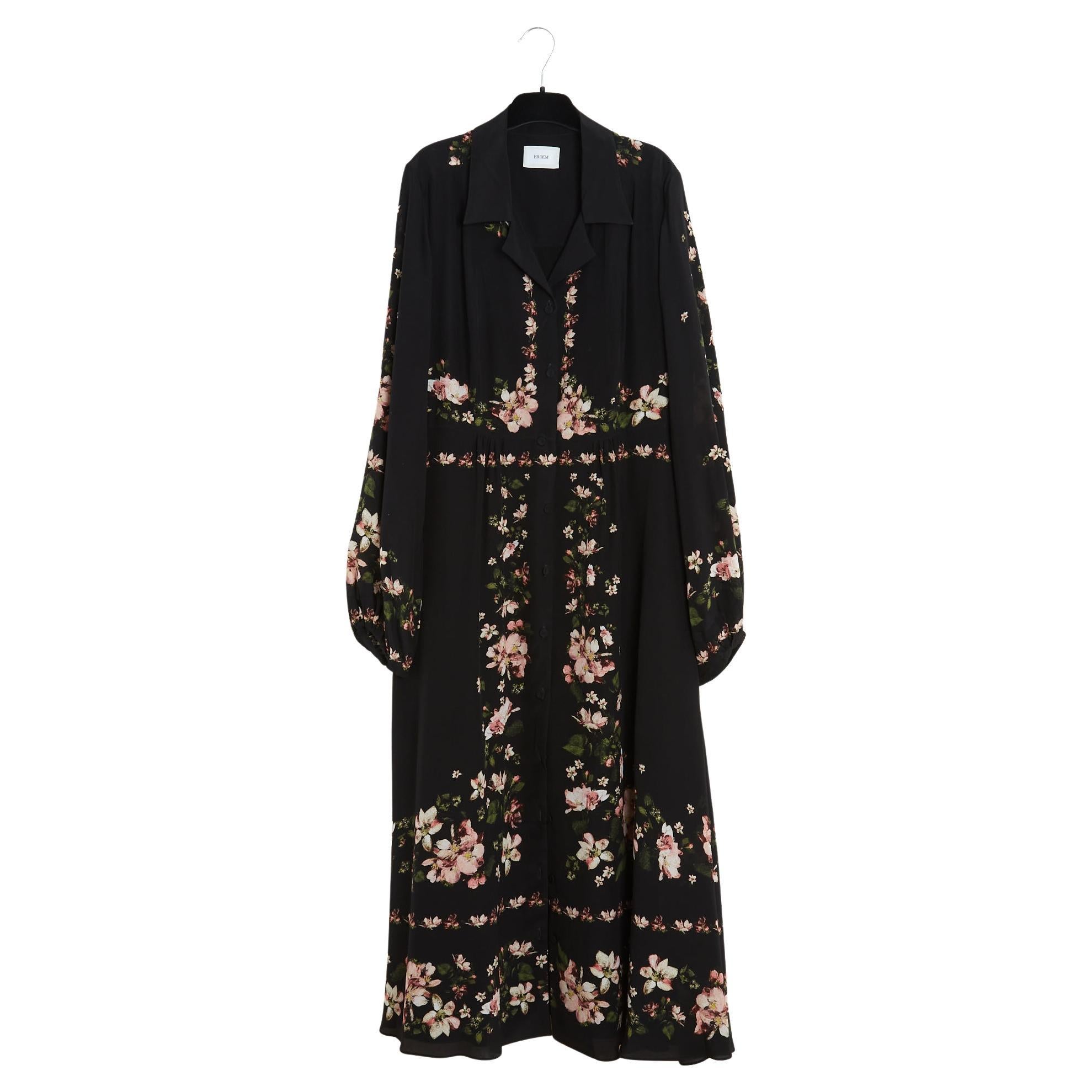 Erdem Robe Maxi FR42 Vestido maxi de seda negro desgastado UK14 US10/12 en venta
