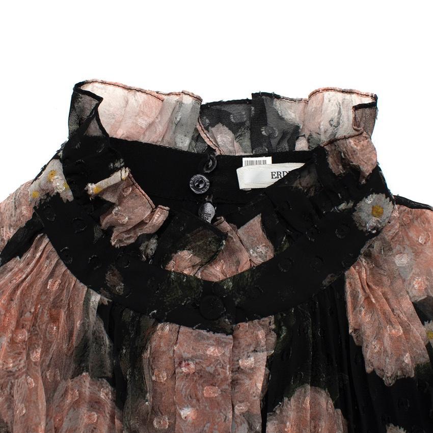 Erdem Roisin Schwarzes geblümtes Fil Coupe Occasion Kleid - US 6 Damen