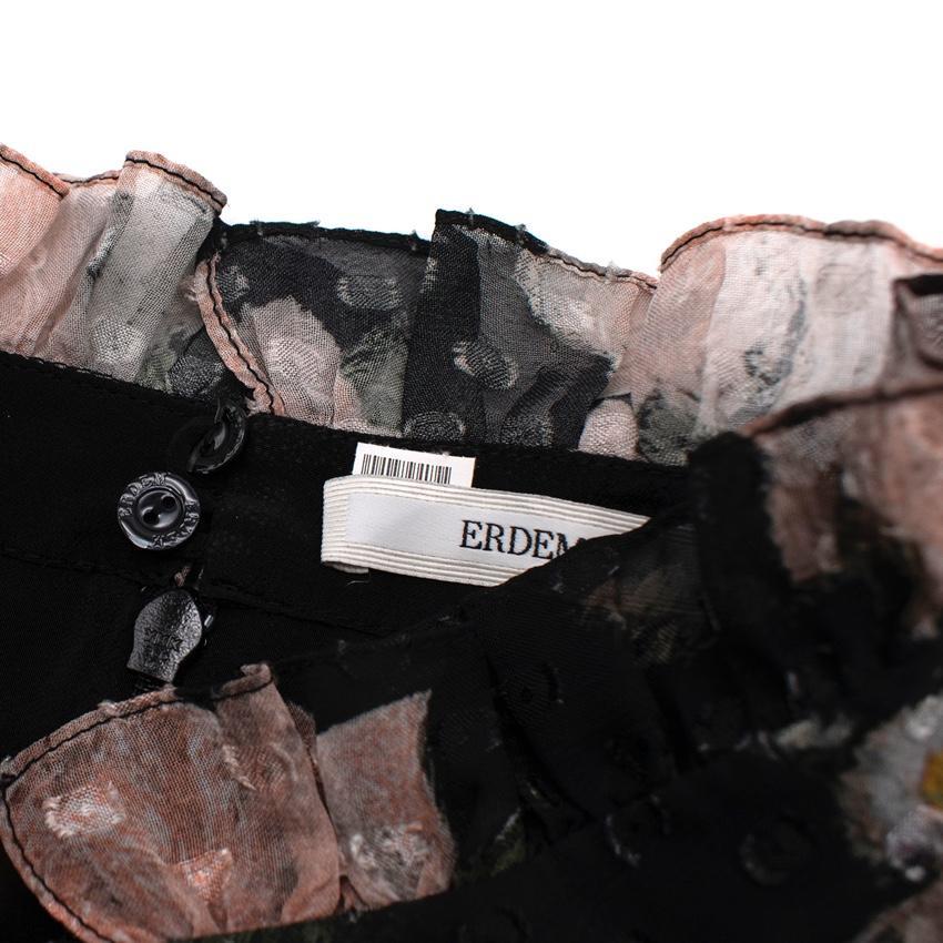 Erdem Roisin Schwarzes geblümtes Fil Coupe Occasion Kleid - US 6 1