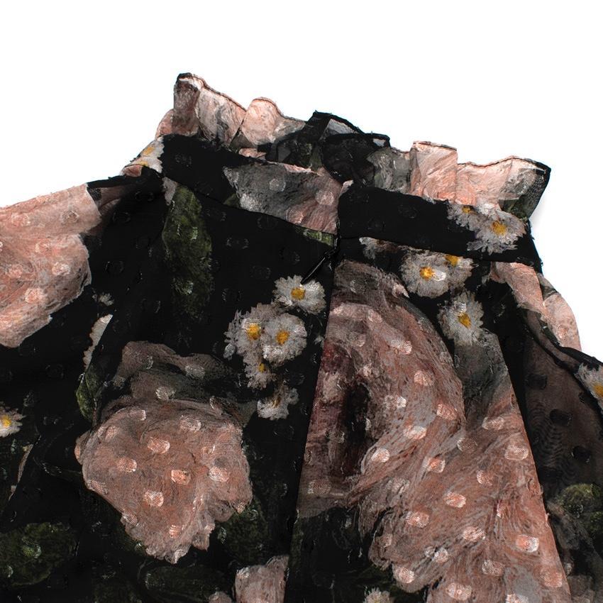 Erdem Roisin Schwarzes geblümtes Fil Coupe Occasion Kleid - US 6 3