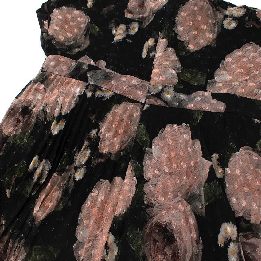 Erdem Roisin Schwarzes geblümtes Fil Coupe Occasion Kleid - US 6 4