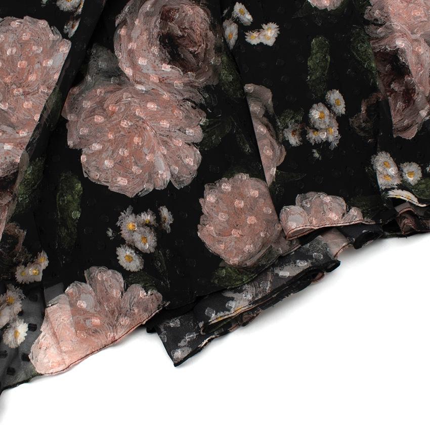 Erdem Roisin Schwarzes geblümtes Fil Coupe Occasion Kleid - US 6 5