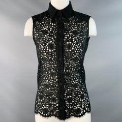 ERDEM Schwarze ärmellose Bluse mit Knöpfen in Größe 4