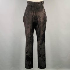 Erdem taglia 8 Helga, pantaloni neri in misto lana con motivo floreale e piatto sul davanti